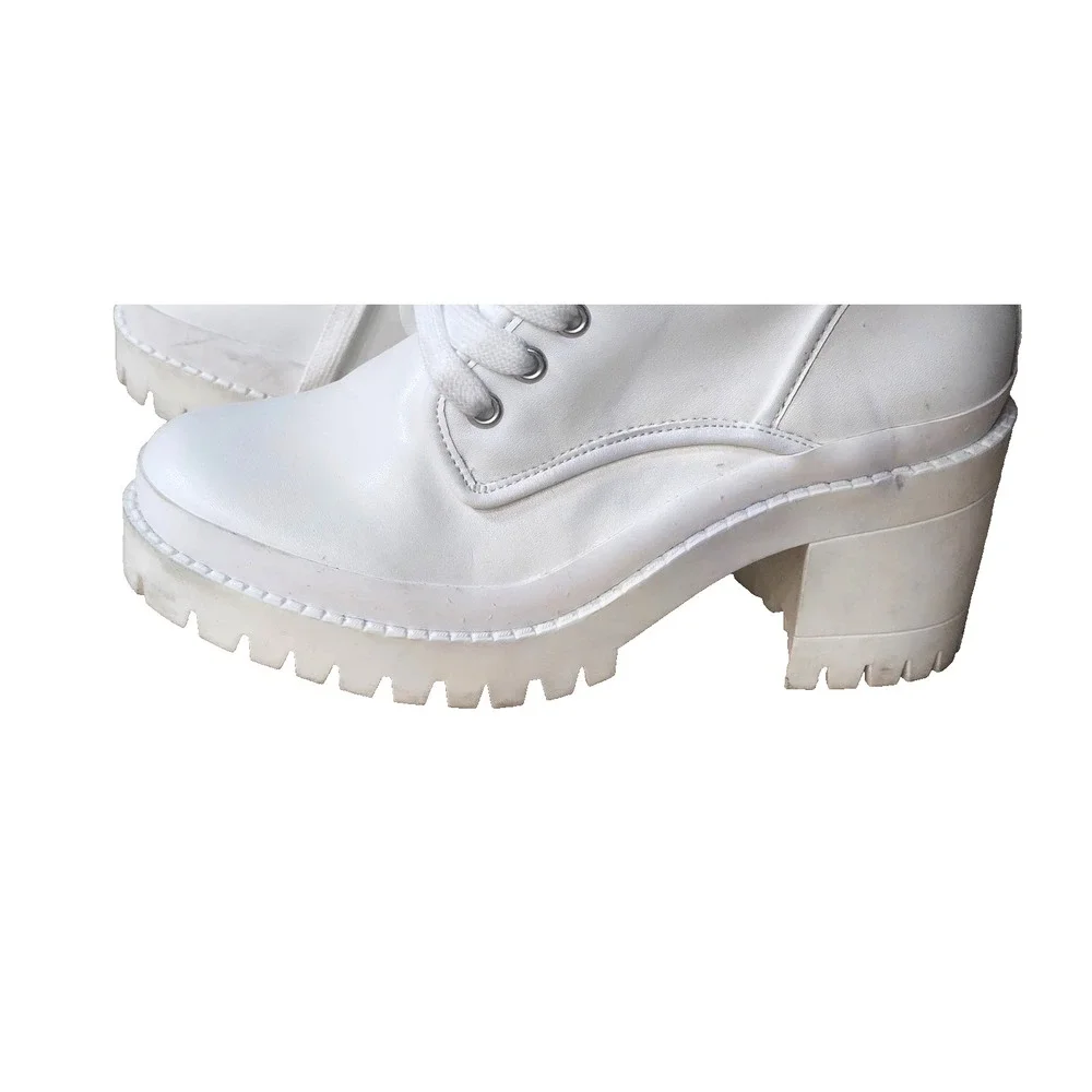 Steve‎ Madden Women's Bloomed White BL000361 Leather Lace-Up Boots Size 7.5 - Picture 12 of 16